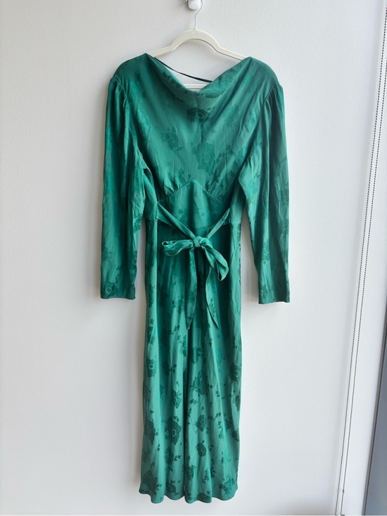 RIXO Dresses & Skirts - RIXO "Ginger" Emerald Green Floral Jacquard Midi Dress | Size L (US 10)